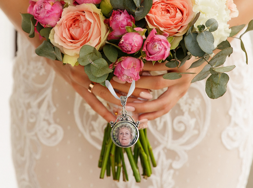 Photojewelrymaking vintage set of 2 bridal wedding bouquet photo charms  includes bonus photo resizer software