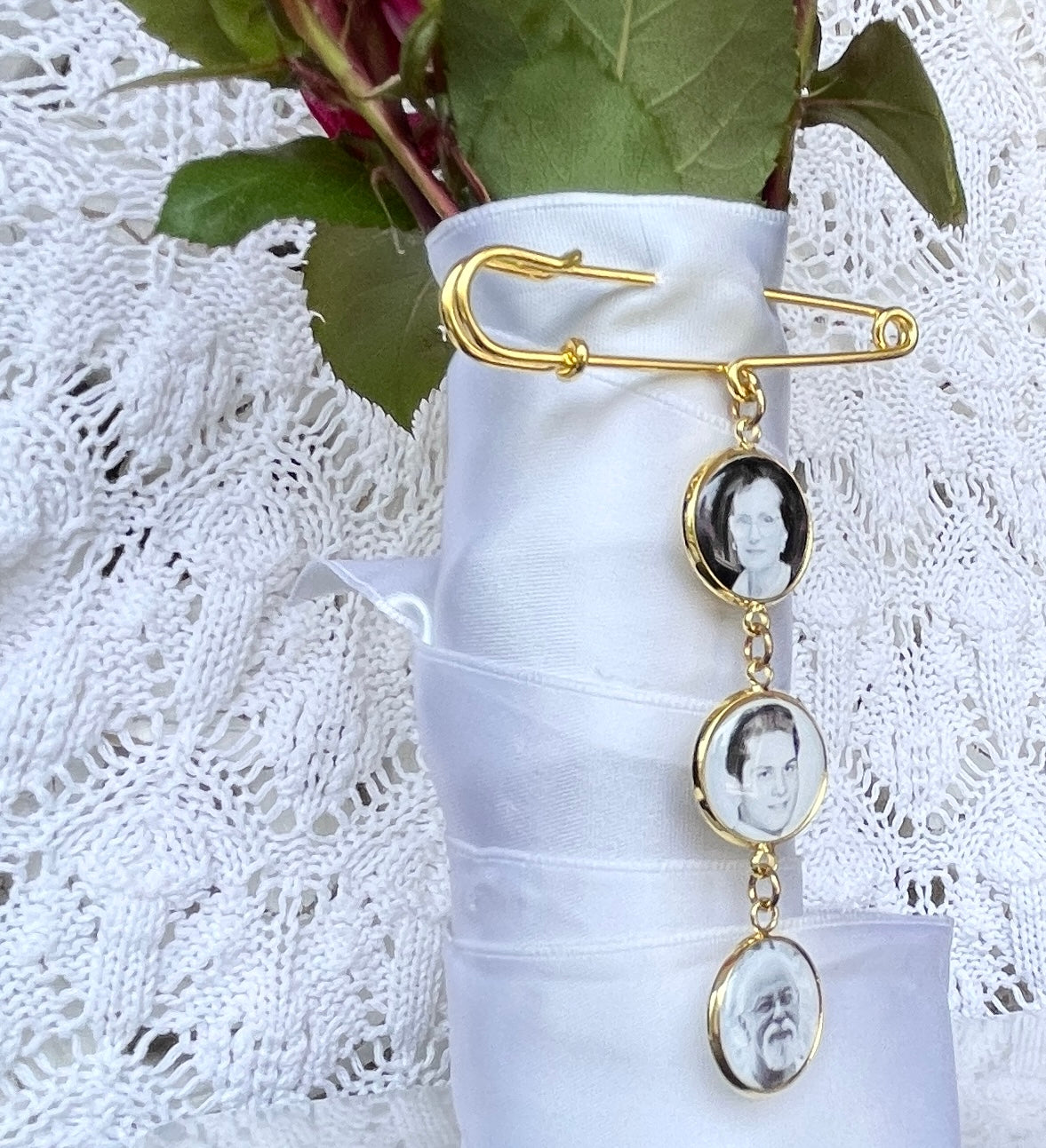 Gold Photo Charms for Bridal Bouquet Wedding