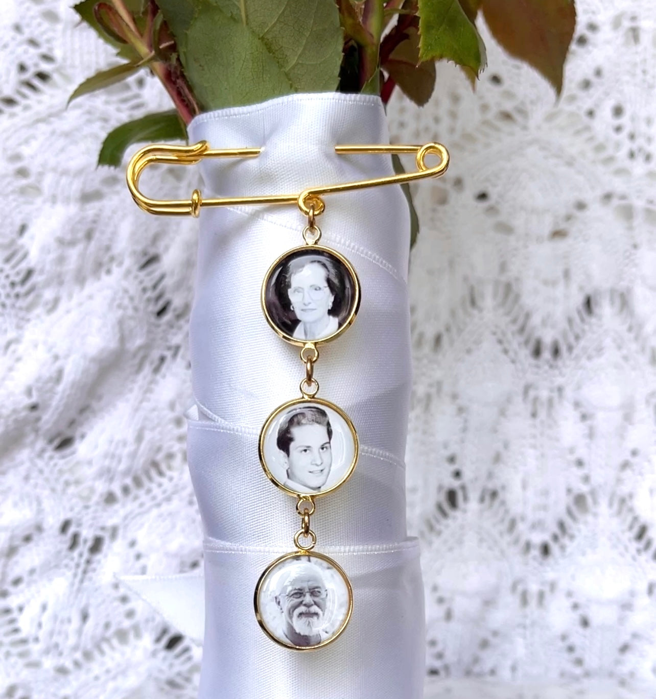 Gold Photo Charms for Bridal Bouquet Wedding