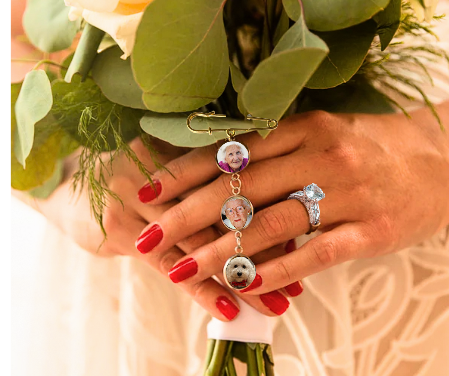 Gold Photo Charms for Bridal Bouquet Wedding